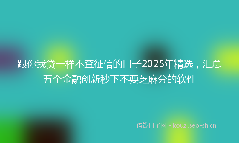 跟你我贷一样不查征信的口子2025年精选，汇总五个金融创新秒下不要芝麻分的软件