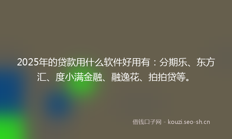 2025年的贷款用什么软件好用有：分期乐、东方汇、度小满金融、融逸花、拍拍贷等。