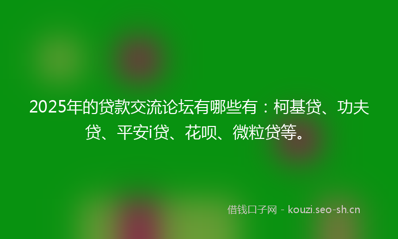 2025年的贷款交流论坛有哪些有：柯基贷、功夫贷、平安i贷、花呗、微粒贷等。