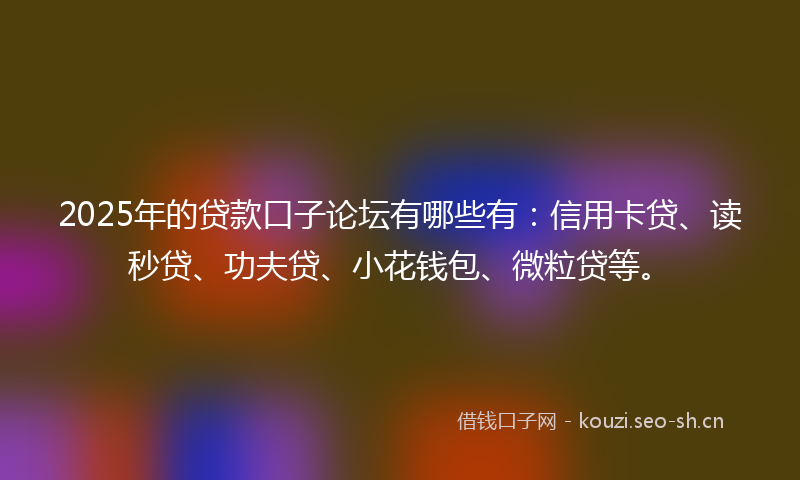 2025年的贷款口子论坛有哪些有：信用卡贷、读秒贷、功夫贷、小花钱包、微粒贷等。