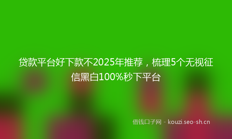 贷款平台好下款不2025年推荐，梳理5个无视征信黑白100%秒下平台