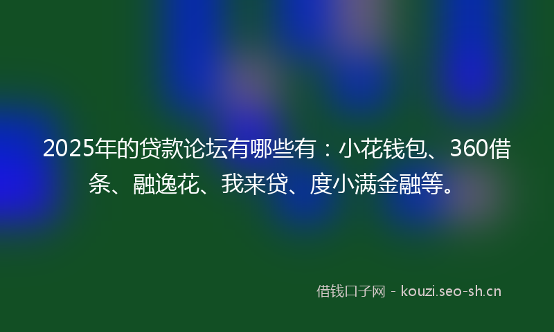 2025年的贷款论坛有哪些有：小花钱包、360借条、融逸花、我来贷、度小满金融等。