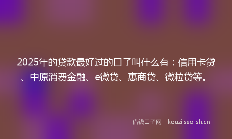 2025年的贷款最好过的口子叫什么有：信用卡贷、中原消费金融、e微贷、惠商贷、微粒贷等。