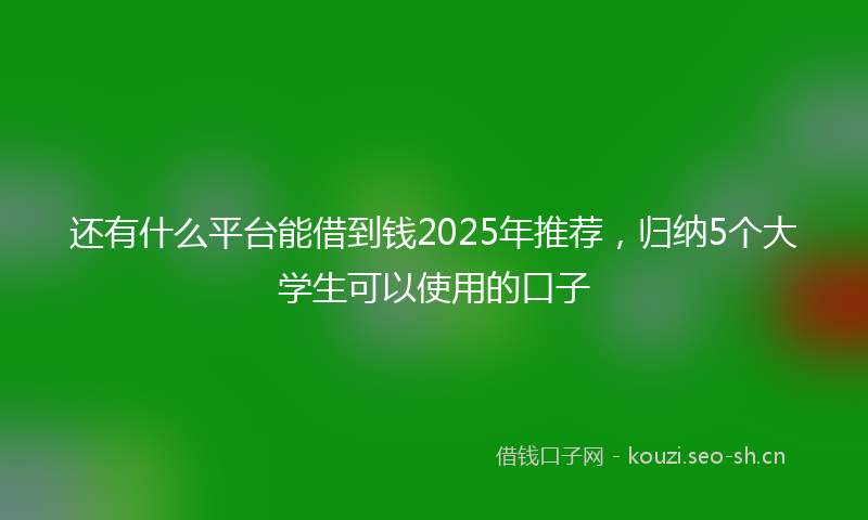 还有什么平台能借到钱2025年推荐，归纳5个大学生可以使用的口子