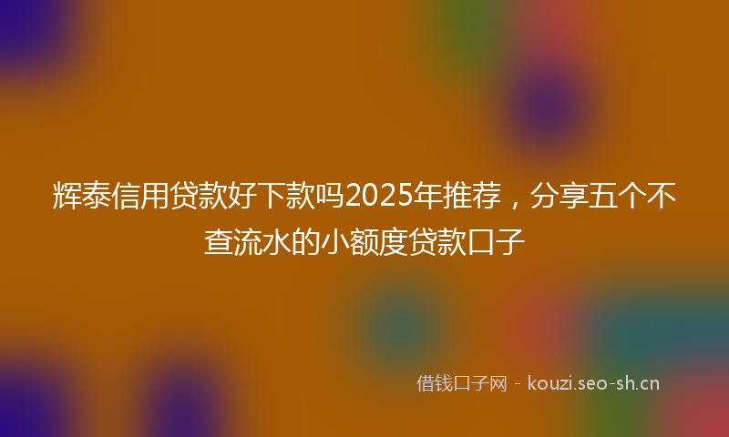 辉泰信用贷款好下款吗2025年推荐,分享五个不查流水的小额度贷款口子
