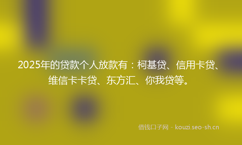 2025年的贷款个人放款有：柯基贷、信用卡贷、维信卡卡贷、东方汇、你我贷等。