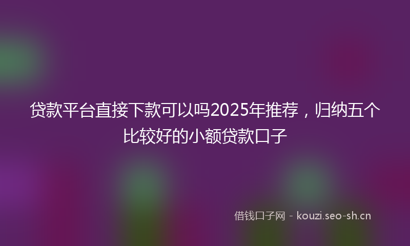 贷款平台直接下款可以吗2025年推荐，归纳五个比较好的小额贷款口子