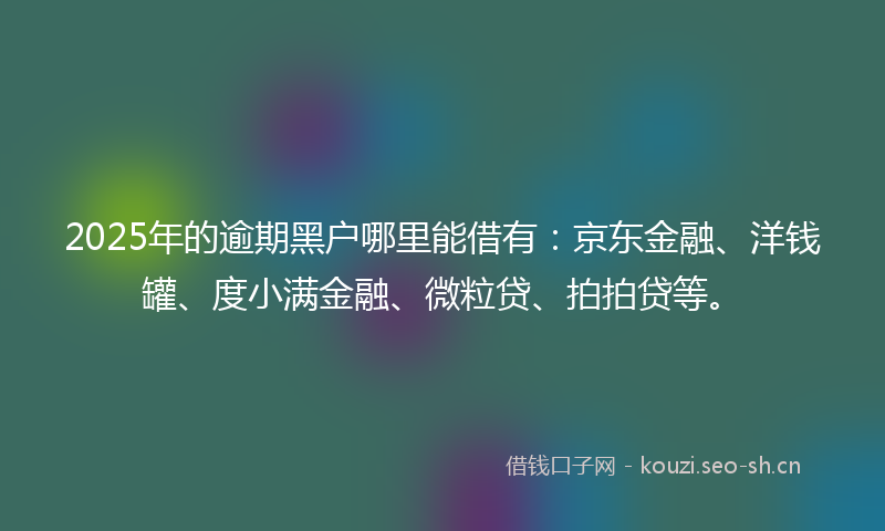2025年的逾期黑户哪里能借有:京东金融、洋钱罐、度小满金融、微粒贷、拍拍贷等。
