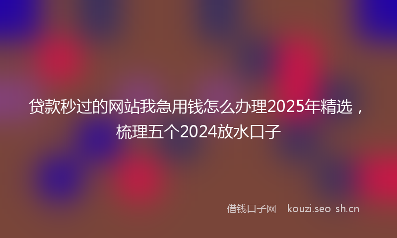 贷款秒过的网站我急用钱怎么办理2025年精选，梳理五个2024放水口子