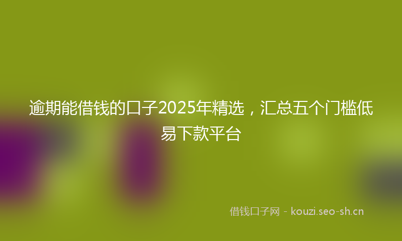 逾期能借钱的口子2025年精选，汇总五个门槛低易下款平台