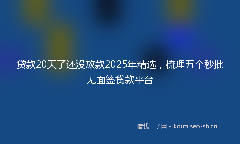 贷款20天了还没放款2025年精选，梳理五个秒批无面签贷款平台