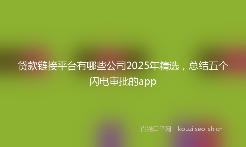 贷款链接平台有哪些公司2025年精选,总结五个闪电审批的app