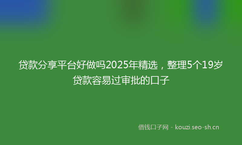 贷款分享平台好做吗2025年精选，整理5个19岁贷款容易过审批的口子