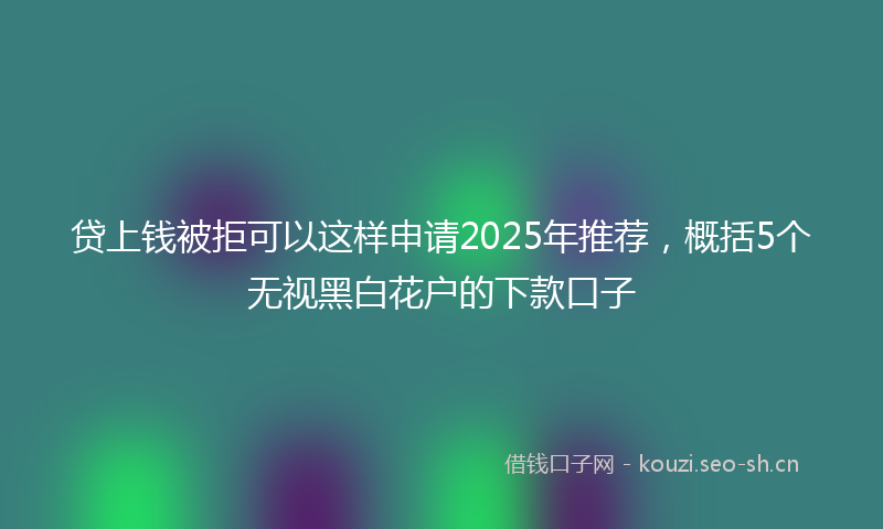 贷上钱被拒可以这样申请2025年推荐，概括5个无视黑白花户的下款口子