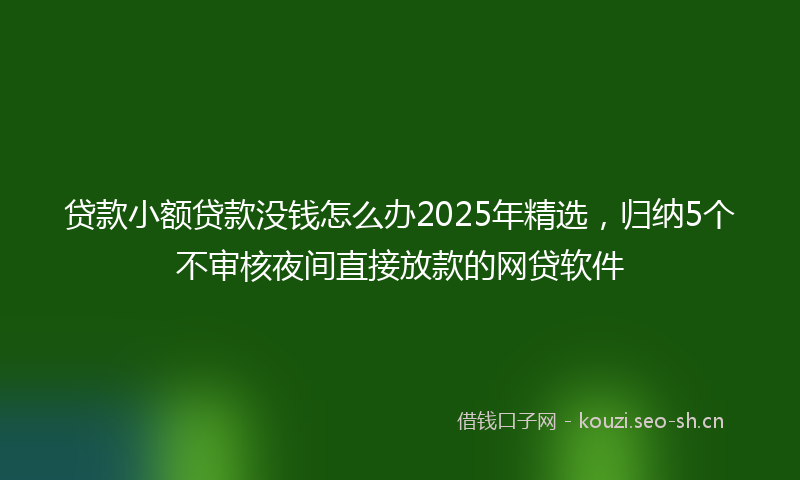 贷款小额贷款没钱怎么办2025年精选，归纳5个不审核夜间直接放款的网贷软件