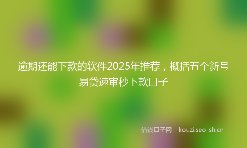 逾期还能下款的软件2025年推荐,概括五个新号易贷速审秒下款口子