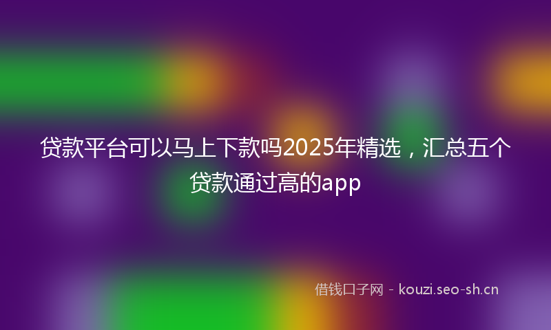 贷款平台可以马上下款吗2025年精选，汇总五个贷款通过高的app