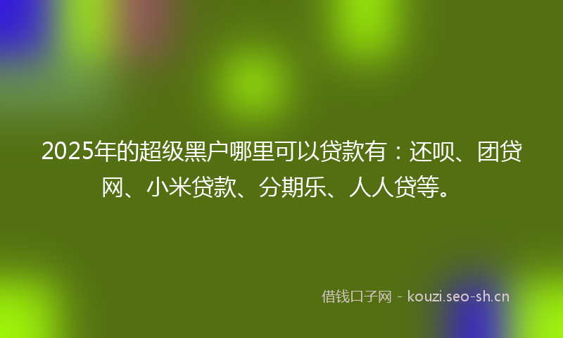 2025年的超级黑户哪里可以贷款有:还呗、团贷网、小米贷款、分期乐、人人贷等。