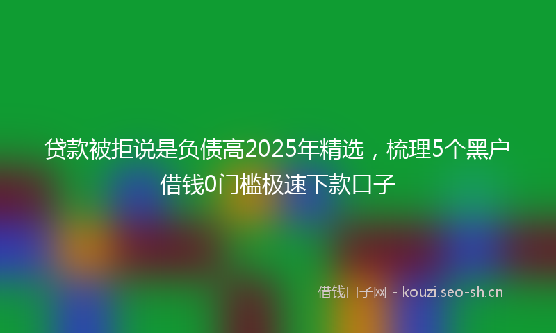 贷款被拒说是负债高2025年精选,梳理5个黑户借钱0门槛极速下款口子