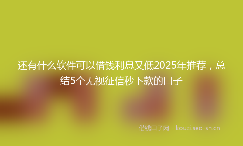 还有什么软件可以借钱利息又低2025年推荐，总结5个无视征信秒下款的口子