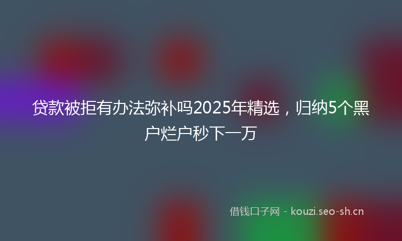 贷款被拒有办法弥补吗2025年精选，归纳5个黑户烂户秒下一万