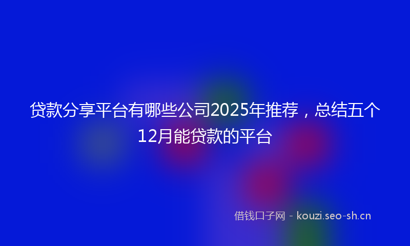 贷款分享平台有哪些公司2025年推荐，总结五个12月能贷款的平台