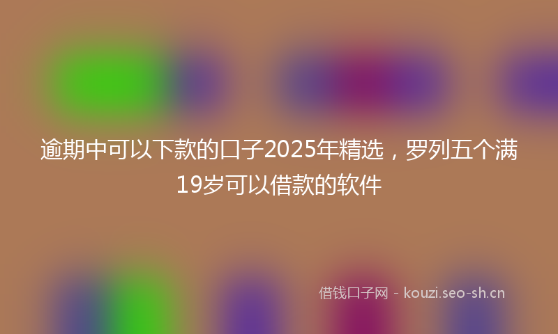 逾期中可以下款的口子2025年精选,罗列五个满19岁可以借款的软件