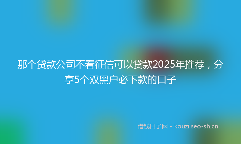 那个贷款公司不看征信可以贷款2025年推荐,分享5个双黑户必下款的口子
