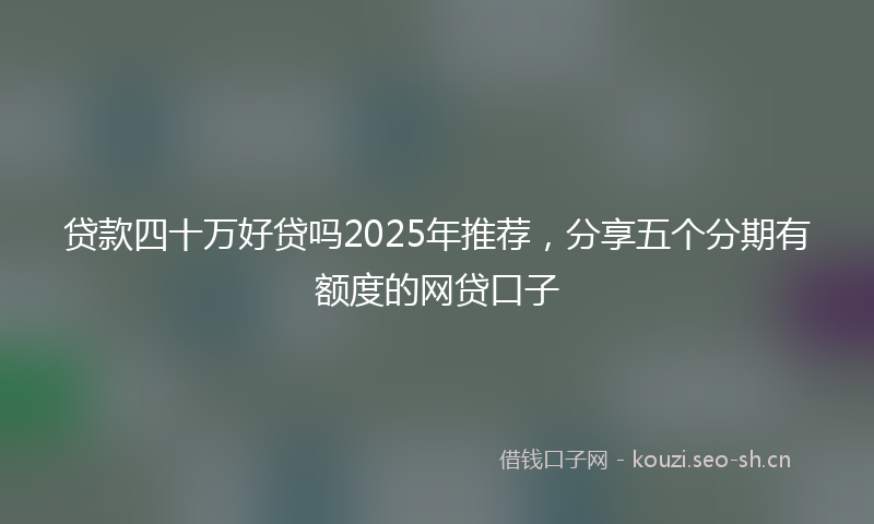 贷款四十万好贷吗2025年推荐，分享五个分期有额度的网贷口子