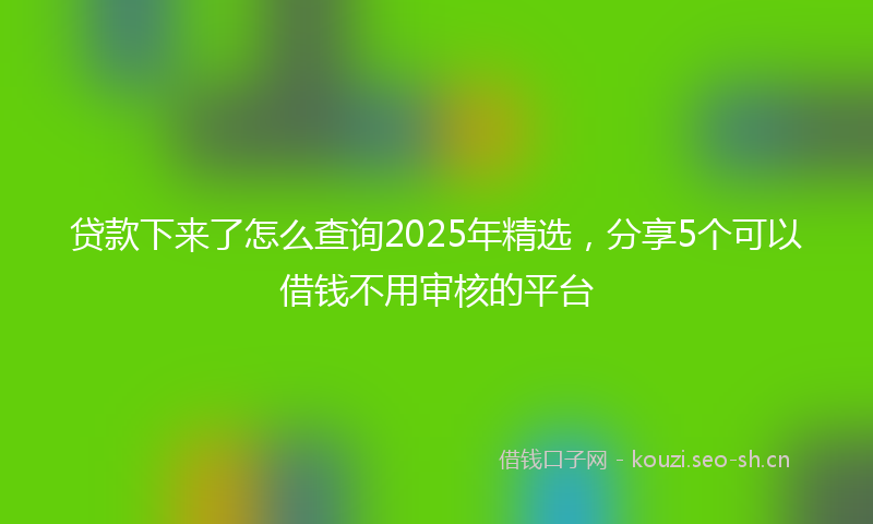 贷款下来了怎么查询2025年精选，分享5个可以借钱不用审核的平台