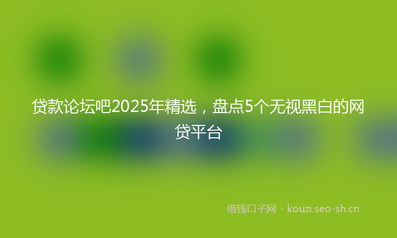 贷款论坛吧2025年精选,盘点5个无视黑白的网贷平台