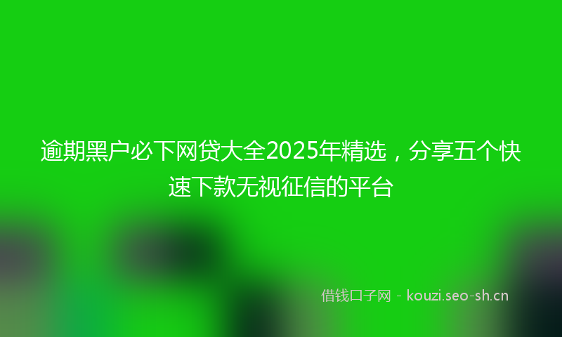 逾期黑户必下网贷大全2025年精选，分享五个快速下款无视征信的平台