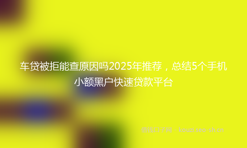 车贷被拒能查原因吗2025年推荐，总结5个手机小额黑户快速贷款平台