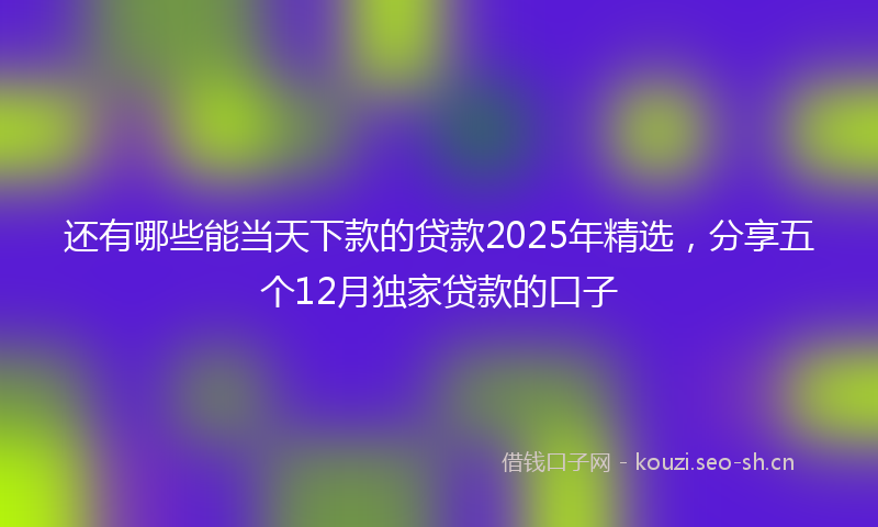 还有哪些能当天下款的贷款2025年精选，分享五个12月独家贷款的口子