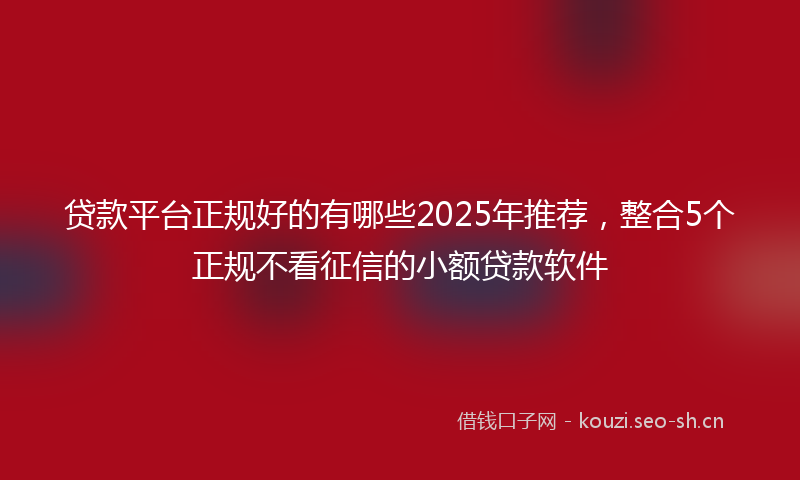 贷款平台正规好的有哪些2025年推荐，整合5个正规不看征信的小额贷款软件