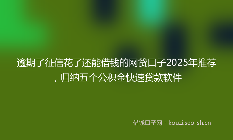 逾期了征信花了还能借钱的网贷口子2025年推荐，归纳五个公积金快速贷款软件