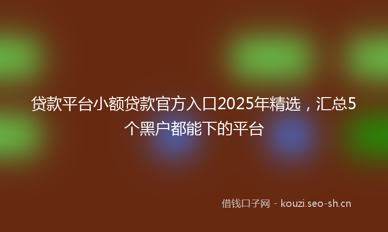 贷款平台小额贷款官方入口2025年精选，汇总5个黑户都能下的平台