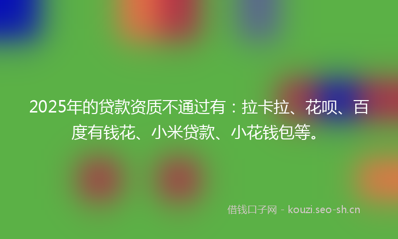 2025年的贷款资质不通过有：拉卡拉、花呗、百度有钱花、小米贷款、小花钱包等。