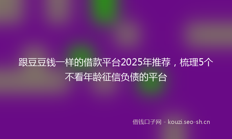 跟豆豆钱一样的借款平台2025年推荐，梳理5个不看年龄征信负债的平台