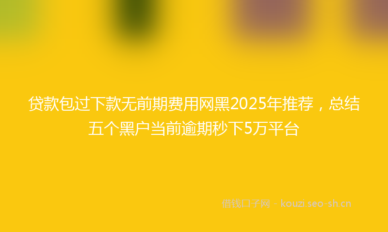 贷款包过下款无前期费用网黑2025年推荐，总结五个黑户当前逾期秒下5万平台