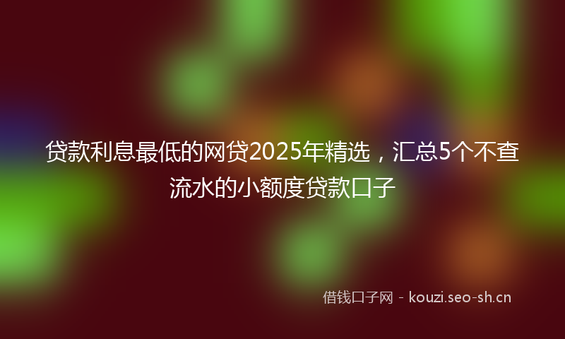 贷款利息最低的网贷2025年精选，汇总5个不查流水的小额度贷款口子
