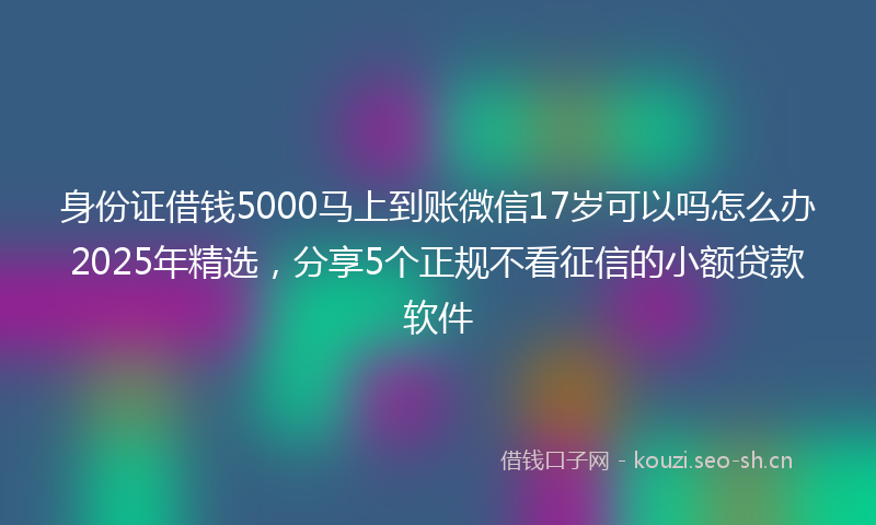 身份证借钱5000马上到账微信17岁可以吗怎么办2025年精选，分享5个正规不看征信的小额贷款软件