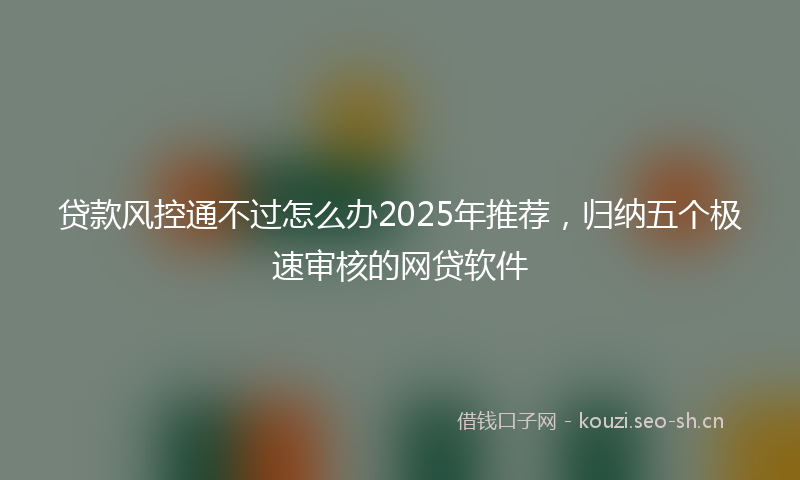 贷款风控通不过怎么办2025年推荐，归纳五个极速审核的网贷软件