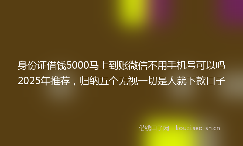 身份证借钱5000马上到账微信不用手机号可以吗2025年推荐，归纳五个无视一切是人就下款口子