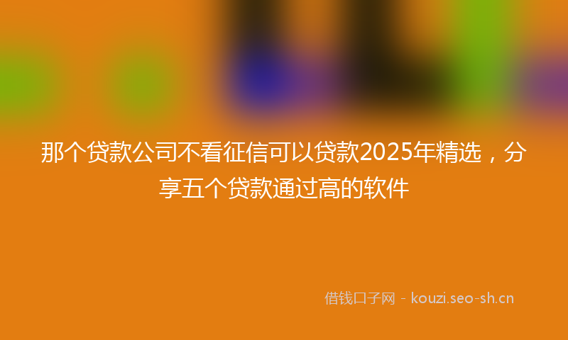 那个贷款公司不看征信可以贷款2025年精选，分享五个贷款通过高的软件