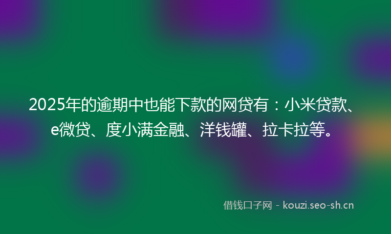 2025年的逾期中也能下款的网贷有：小米贷款、e微贷、度小满金融、洋钱罐、拉卡拉等。