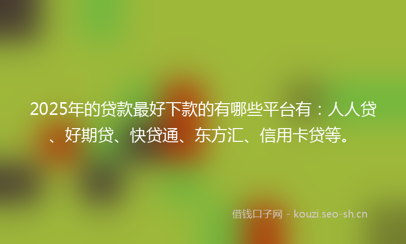 2025年的贷款最好下款的有哪些平台有：人人贷、好期贷、快贷通、东方汇、信用卡贷等。