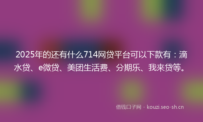 2025年的还有什么714网贷平台可以下款有:滴水贷、e微贷、美团生活费、分期乐、我来贷等。