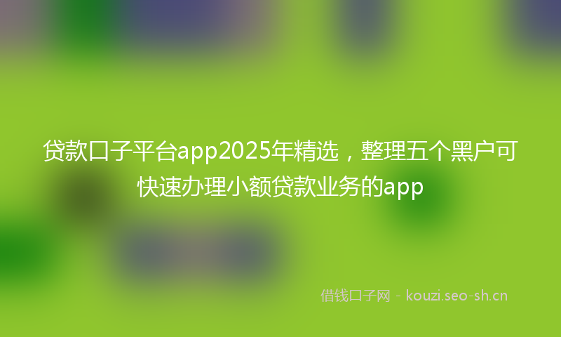 贷款口子平台app2025年精选，整理五个黑户可快速办理小额贷款业务的app