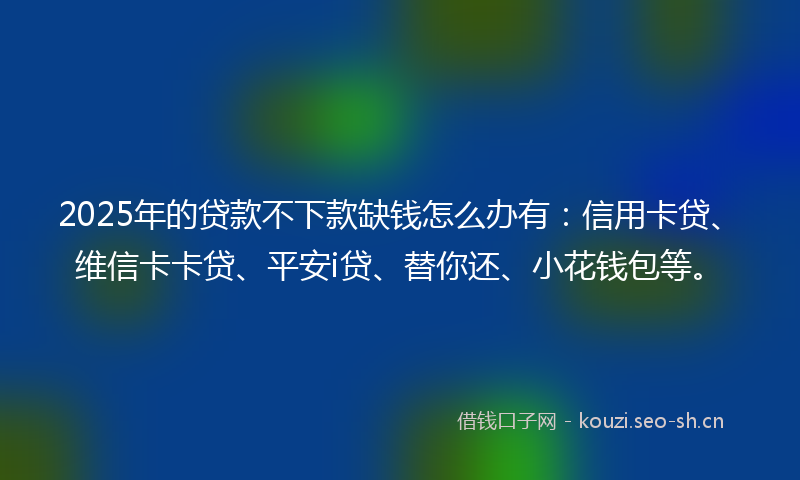 2025年的贷款不下款缺钱怎么办有：信用卡贷、维信卡卡贷、平安i贷、替你还、小花钱包等。